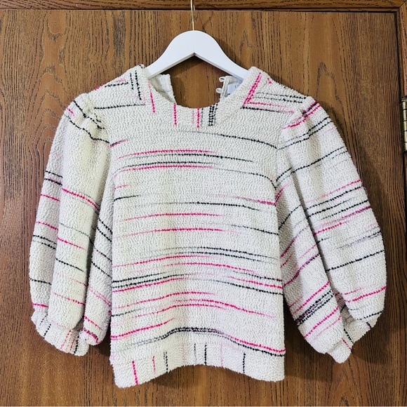 Hunter Bell Marla Sweater Chic Striped Puff Sleeve Top - Picture 2 of 5